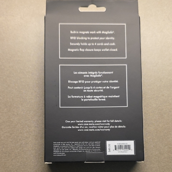 Kate Spade Black Textured Magnetic Wallet for Phones - Picture 2 of 2